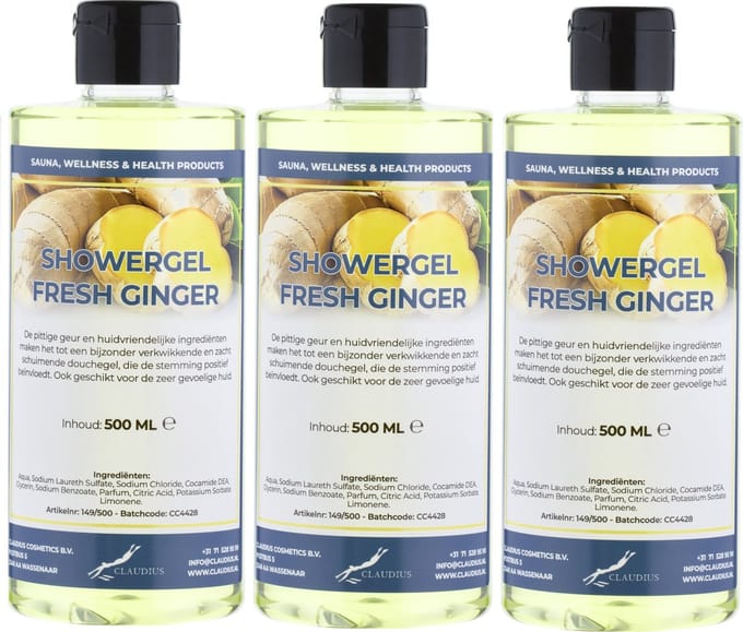 Douchegel Fresh Ginger 500 ml - met klepdop - set van 3 stuks - Showergel
