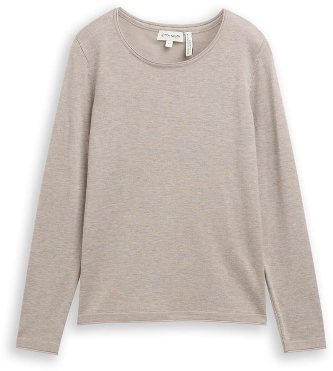 Tom Tailor - Basic gebreide trui met ronde hals - Maat XXL - dark clouds grey melange