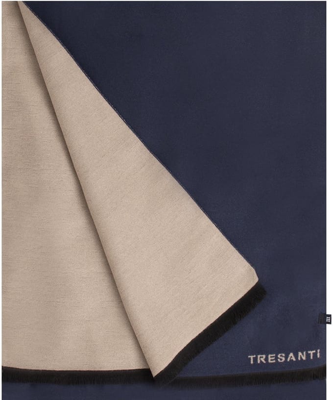 TRESANTI | STEIN | Dubbelzijdige visocse sjaal met logo | Navy