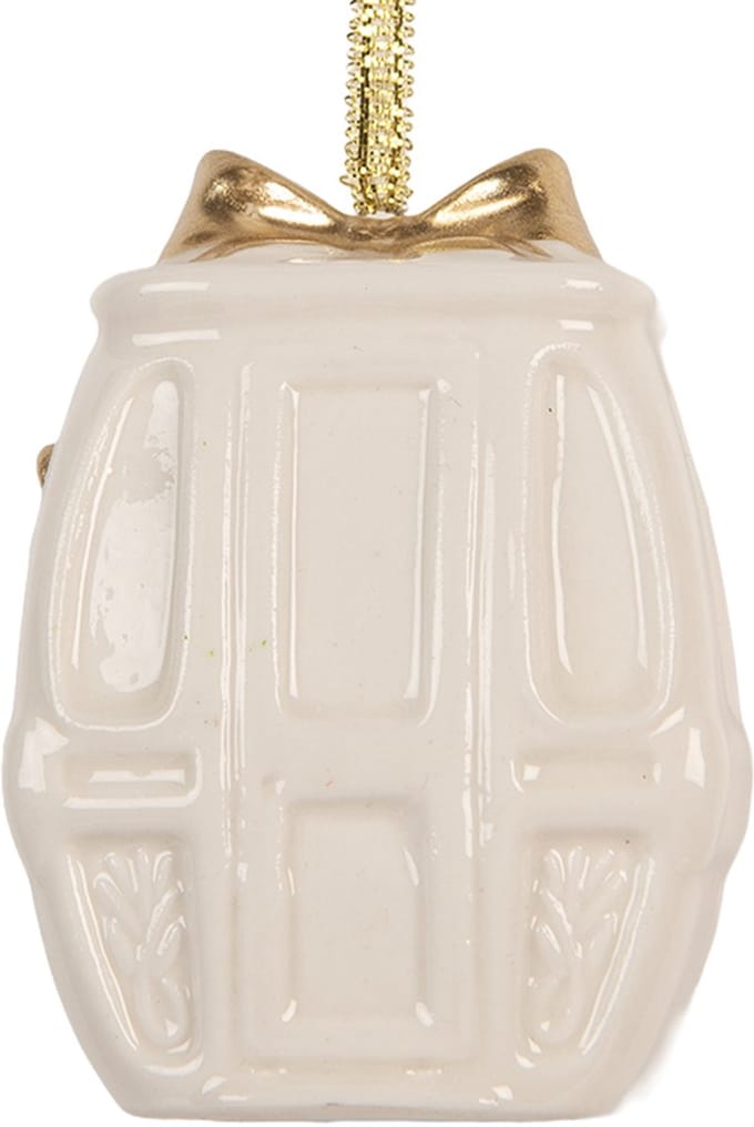 Clayre & Eef Kersthanger 5x4x6 cm Wit Porselein