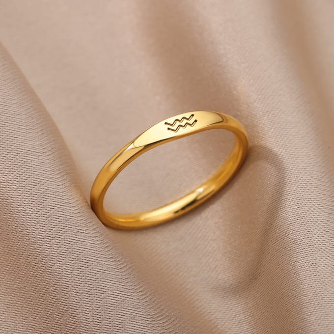 Sterrenbeeld ring - Horoscoop ring - Waterman - Zegelring stijl