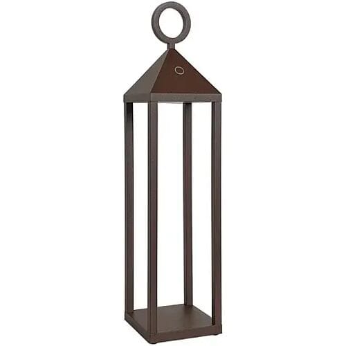 Lanterne Pic Nic LED moderne 2,2 W IP54 rechargeable et dimmable h. Corten de 47 cm