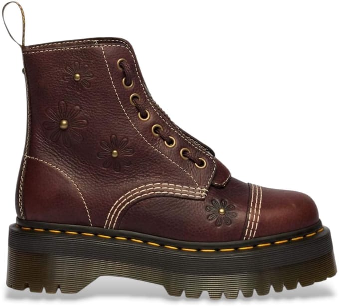 Dr Martens Sinclair Flower Grizzly donkerbruine leren laarzen