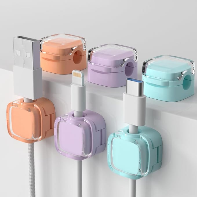 Magnetische Koordorganizer - Kabelclips voor Bureau - Set van 6 - Kleurenmix