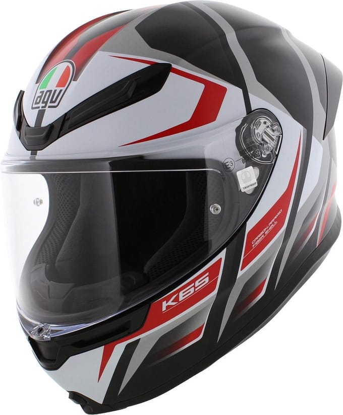 AGV K6 S Karve Mat Zwart Rood Wit Integraalhelm - Helm