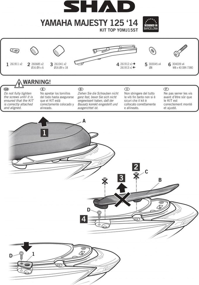Support top case Shad TOP MASTER pour scooter Yamaha Majesty 125 S Y0MJ15ST Neuf