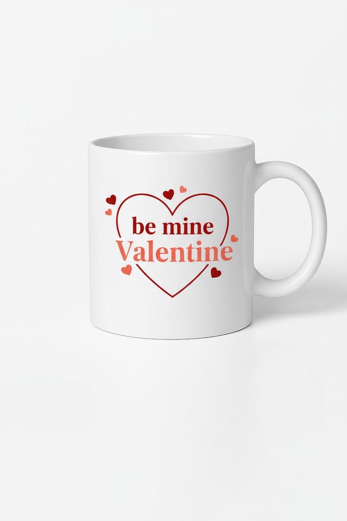 Witte Mok met 'Be Mine Valentine' Hart Design - Perfect Valentijn Cadeau