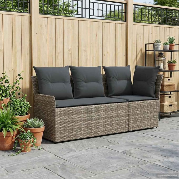 vidaXL - 2 - st - Tuinstoel - met - Armleuning - en - Hoekbank - PE - Riet