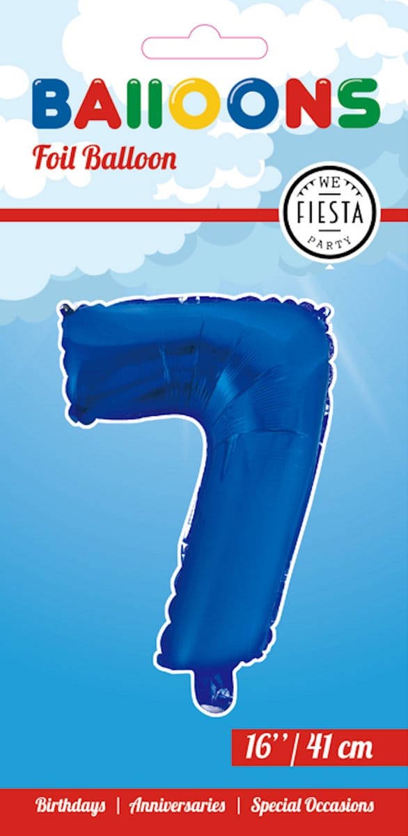 Folieballon 16" nmr. 7 - Blauw