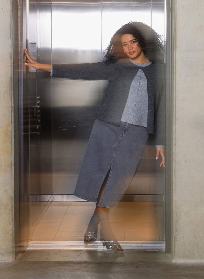 YEST CURVE Freda Cover ups - Dark Grey/Melange - maat X-0(44)