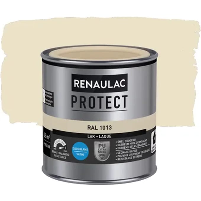 Renaulac Houtlak Protect - Zijdeglans - Parelwit Ral 1013 - 250ml