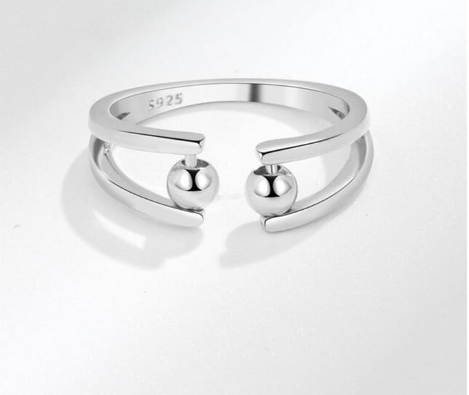 Anxiety (angst) Ring - stress Ring - Bolletjes Anxiety Ring - Silver Draaibare Ring Dames - Spinning Ring - Spinner Ring - One size