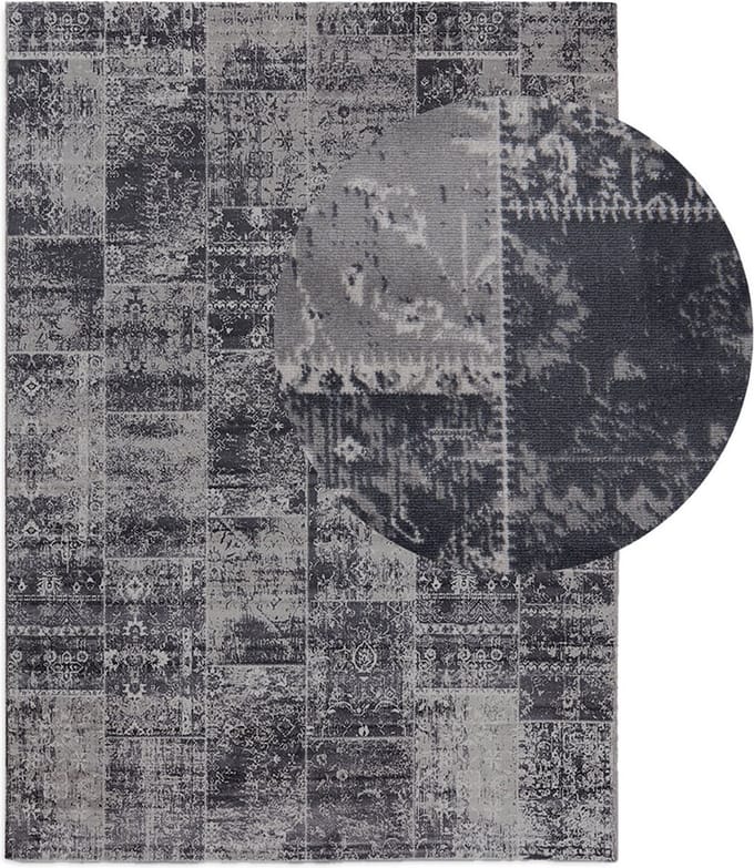 Lifa Living - Vloerkleed - Grijs Tinten - Synthetisch Wol - Vintage - Patchwork - 160 x 230 cm