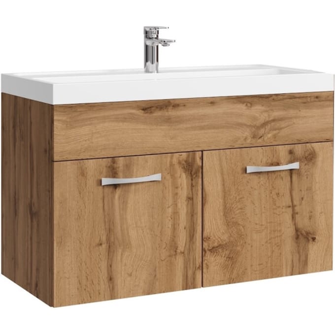 Badplaats Badkamermeubel Set Paso 01 80 x 40 cm – Eiken – Badmeubel met Wastafel
