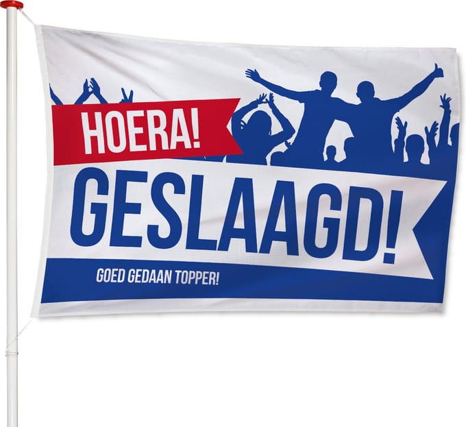 Geslaagd Vlag 100x150cm - Kwaliteitsvlag - Geschikt voor buiten