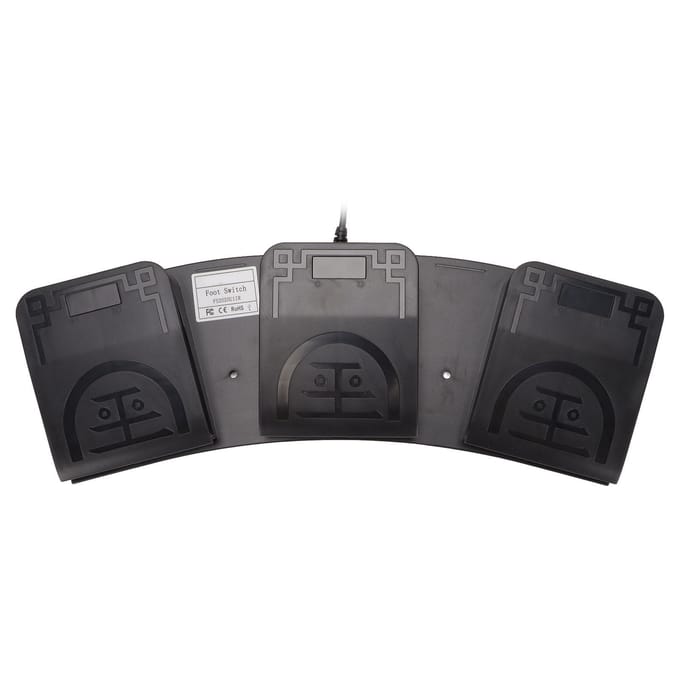 Pédale USB 3 Touches Multifonction Ergonomique Sensible Durable Pédale USB pour Jeu Média black