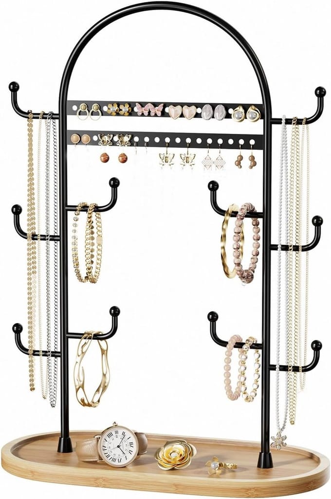 Sieradenstandaard voor Earring Storage, Houten Organizer met Lades, 32cm Groot voor Sieradenbeheer