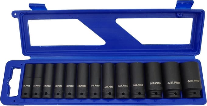 13-delige 1/2" Aandrijving Diepe Slagsleutelbits Set Metrisch 13mm tot 32mm