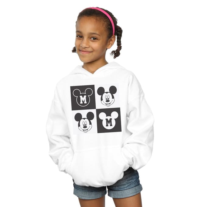 Disney Meisjes Mickey Mouse Smiling Squares Hoodie (Wit)