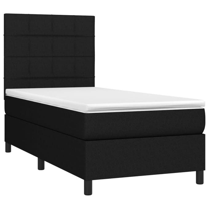 vidaXL - Boxspring - met - matras - en - LED - stof - zwart - 100x200 - cm