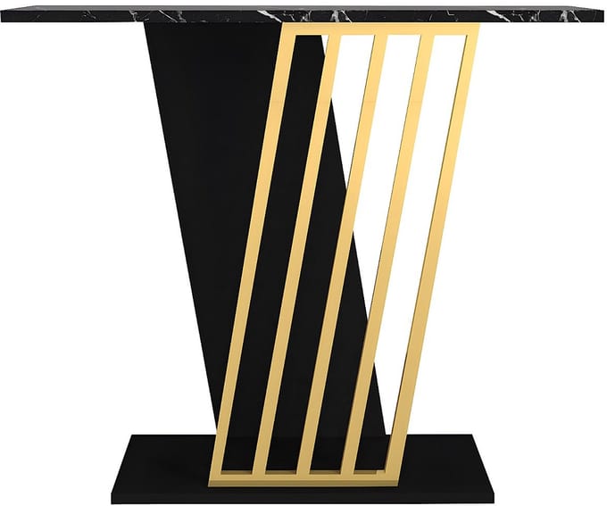 Vente-unique Consoletafel - Zwart marmereffect en goud - ORSONA
