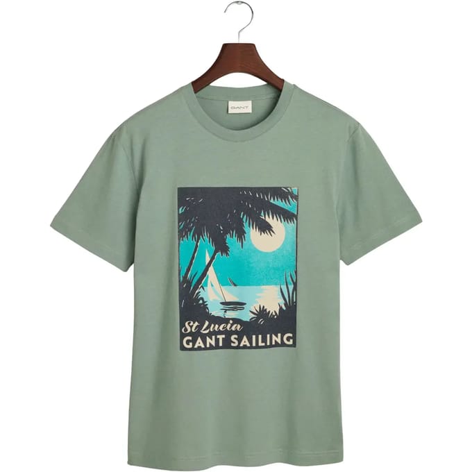 Gant Placed Graphic T-shirt Met Korte Mouwen Groen L Man