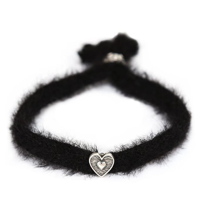 Armband fluffy zwart zilver