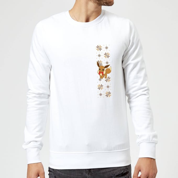 Pokemon Eve Bow Tie Christmas Jumper - White - XL