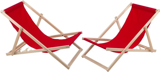 Set van 2 beukenhouten ligstoelen - Rood