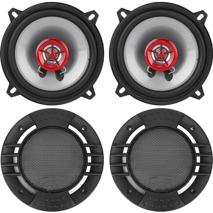 2 pièces Haut-parleur de voiture Rond 5 pouces 150W 91dB 4 Ohms 12V Tweeter Universel pour Système Audio Auto gray