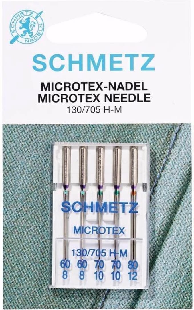 SCHMETZ MICROTEX-NAALDEN ASSORTIMENT, 5 NAALDEN 60-80, PER PAKJE.