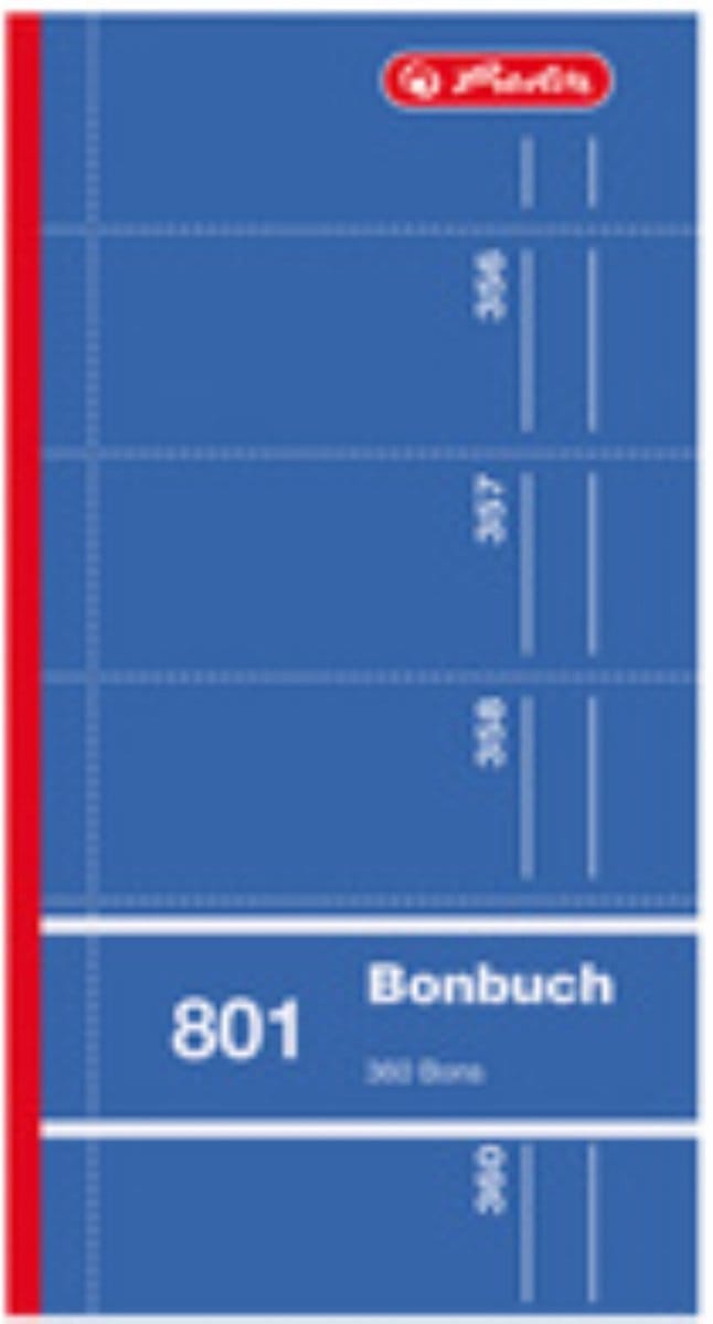 Herbruikbaar formulierenboek 'Bonnen', 90 x 198 mm, gesorteerd.