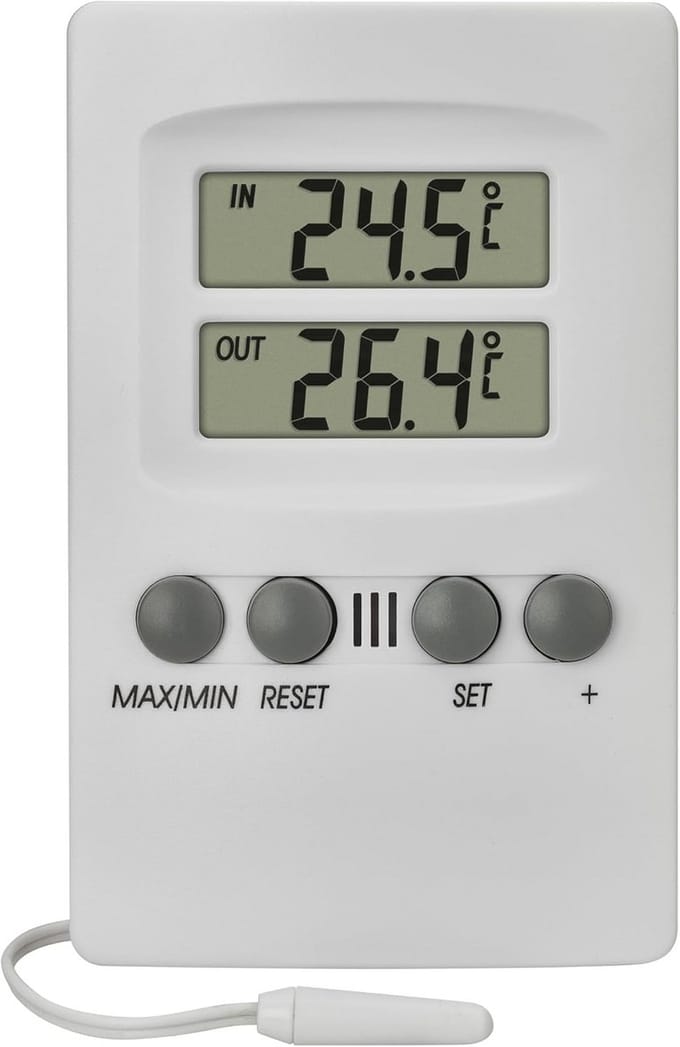 Digitale Binnen-Buitenthermometer met Waterdichte Snoersensor en Alarm
