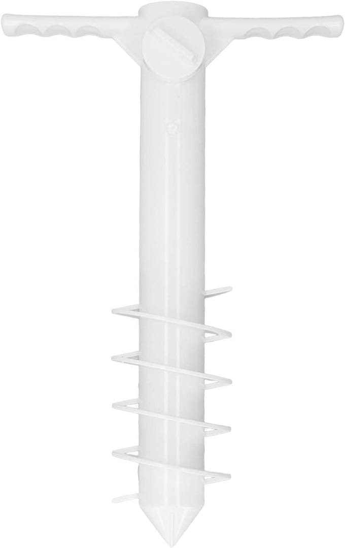 Multifunctionele parasolvoet met 5 spiraalschroeven - Voor sterke wind - Wit
