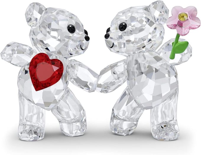 Kristallen Beertjes Cadeau met Hart en Bloem Decoratief Figuurtje