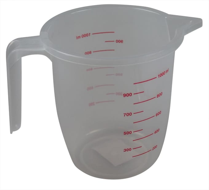 Benson Transparante maatbeker - 1000 ml - plastic - stevige handgreep - vaatwasserbestendig