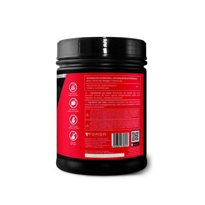 Healthy Fusion 100% Creatina Monohidrato, Alta dosis | 10gr de Creatina por toma | Alta solubilidad | 300g Sabor chocolate