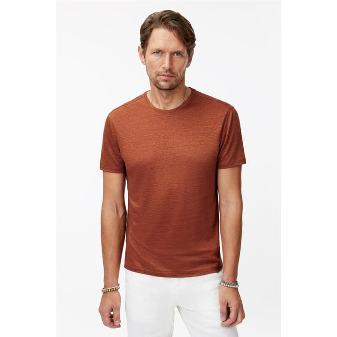 John Varvatos Mott Regular Fit Ss Linen Hazelnut Taglia: S | Magliette basic Outlet | Uomo | Bianco