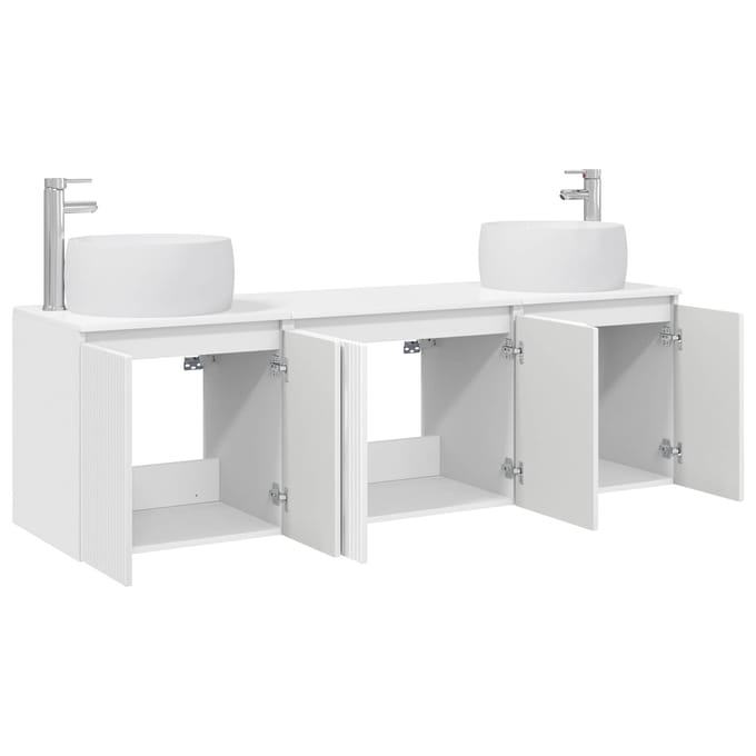 vidaXL - Badkamerkast - set - 3 - st - Hoogglans - Wit - 49,5 - x - 44,5 - x - 66 - cm