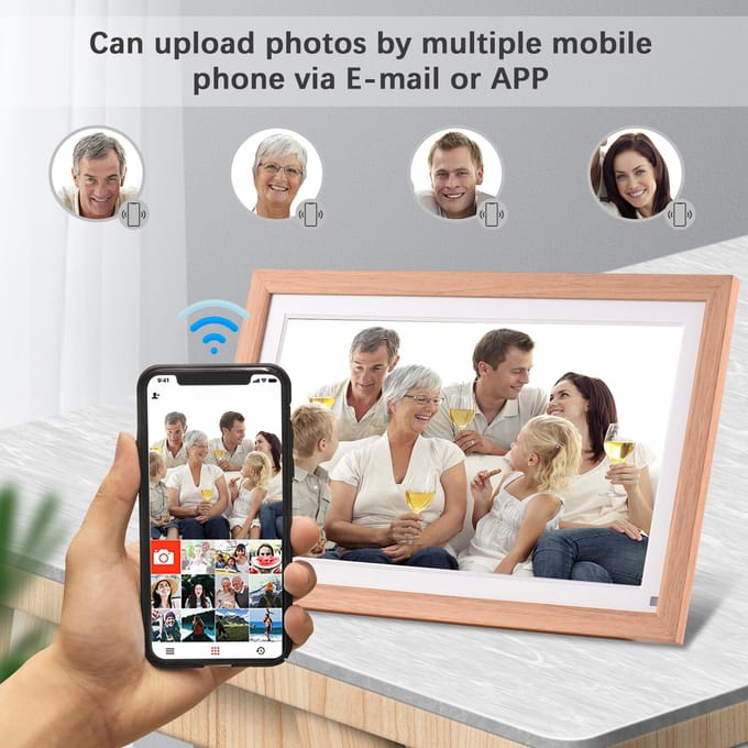 15.6 Inch Groot WiFi Digitale Fotolijst Cloud Digitale Fotolijst Wandmontage 1920*1080 IPS EU Plug beige