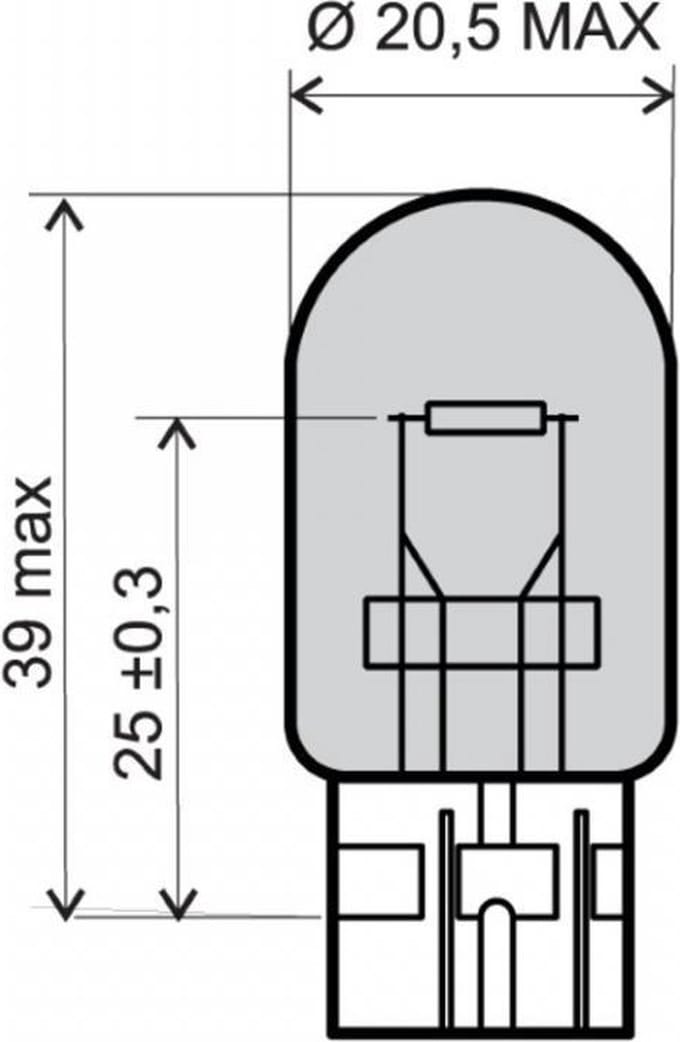 gloeilamp 12v 21w fitting type t20 wit rms voor motor auto per stuk nieuw