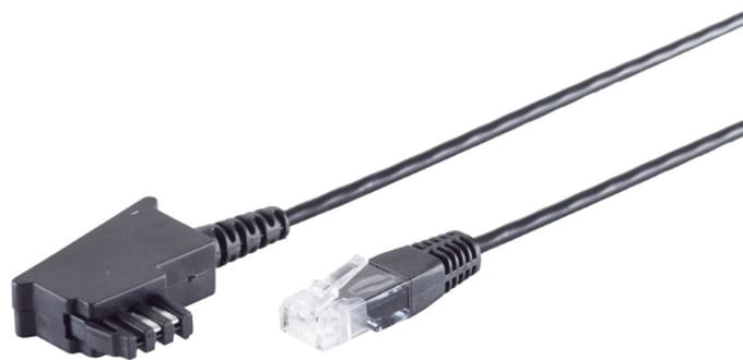 TAE-F - RJ45 DSL/VDSL telecom kabel | 2-aderig (8P2C) | zwart | 20 meter