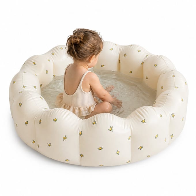 BRD® Opblaasbaar Baby Zwembad Beige Citroen - Ballenbak - Ø90cm