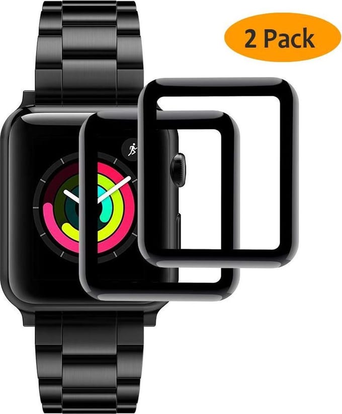 2 Pack Geschikt Voor: Apple iWatch 42mm Screenprotector Glazen Gehard Full Cover Volledig Beeld Tempered Glass
