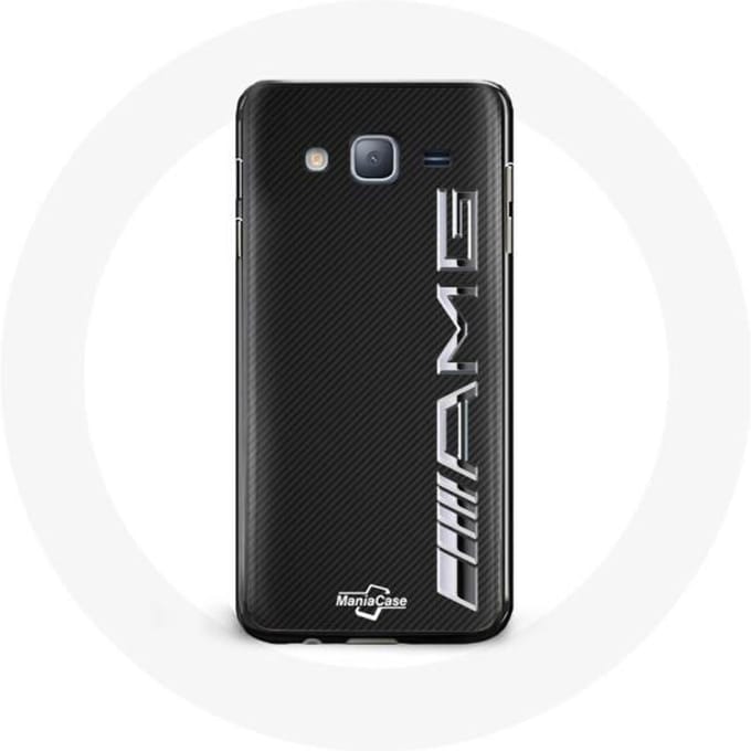 Case voor Samsung Galaxy j3 2016 Amg Logo Carbon Textuur zwart
