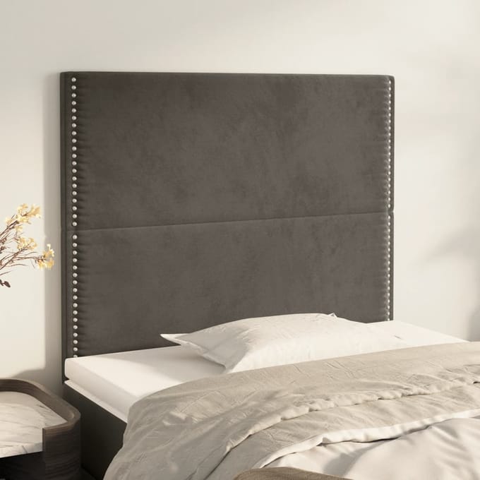 vidaXL - Hoofdbord - donkergrijs - 80x5x118/128 - cm - Fluweel