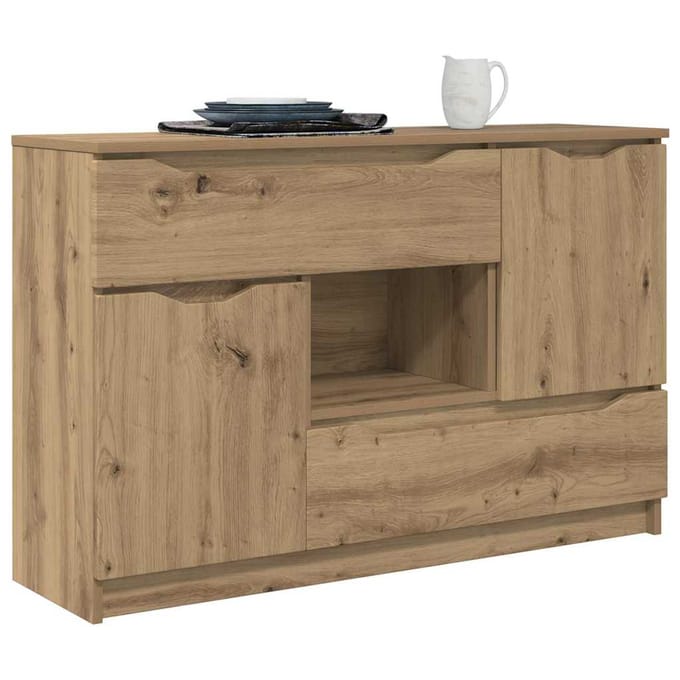 vidaXL - Dressoir - Artisan - Eiken - 100 - x - 30 - x - 65,6 - Bewerkt - hout