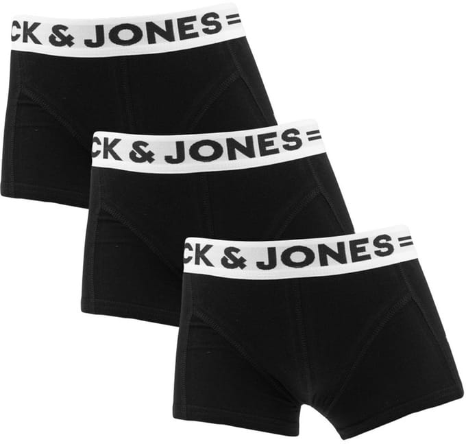 Jack & Jones jongens 3P boxer trunks sense basic zwart