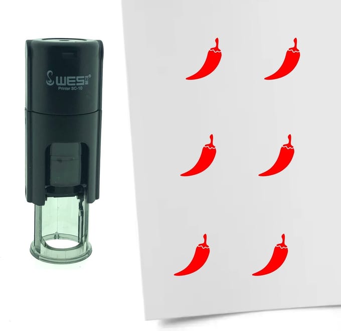 CombiCraft Stempel Chili Peper 10mm rond - Rode inkt