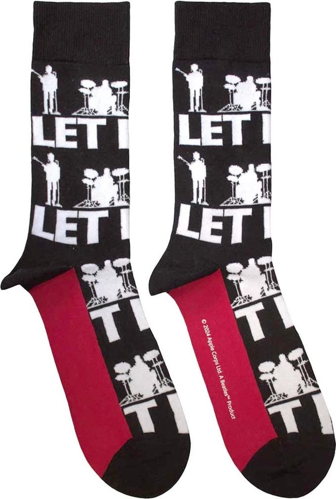 The Beatles - Let It Be Silhouettes Repeat Sokken - Zwart